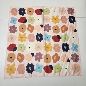 Pastel Silk Feeling Satin Square Scarf Colorful Floral Print 22" Bandana